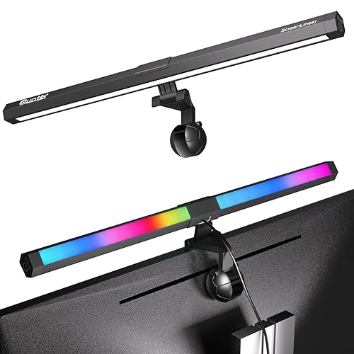 Quntis Computer Monitor Lampe mit Gaming Deko RGB Hintergrundbeleuchtung, 40cm Monitor Light Bar mit Touch Control, Anti-blaues Licht, USB Bildschirmlampe mit einstellbarer Farbtemperatur Helligkeit - Rgb-hintergrundbeleuchtung - 40 CM