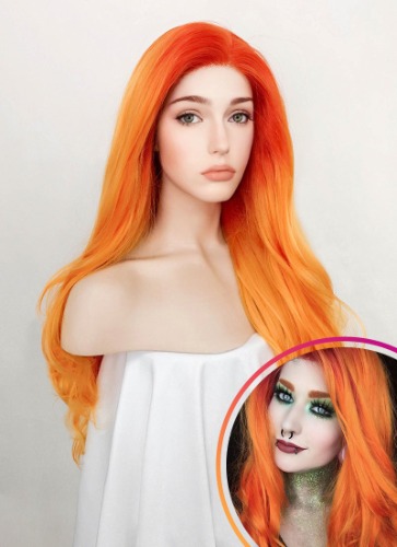 Wavy Mixed Orange Lace Front Synthetic Wig LF383 | Mixed Orange