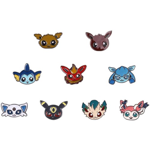 Pocket Monster Eevee Badges Family Badge Set of 9 Including Original Form and 8 Evolutionary Forms with Box (B)