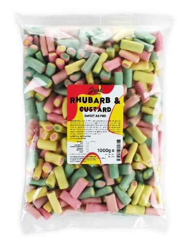 Just Treats Rhubarb & Custard Pieces (1 Kilo Share Bag)