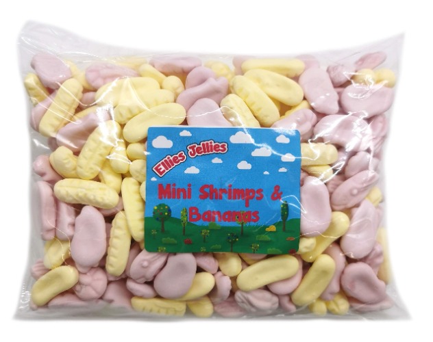 Ellies Jellies® Mini Shrimps & Bananas 500g Bag