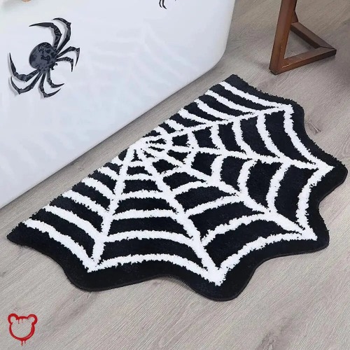 Spider Web Bath Mat - Black and White