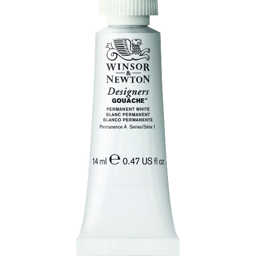 Winsor & Newton Designer's Gouache, 14 ml (0.47oz) tube, Permanent White - 0.47-oz Tube Gouache Permanent White