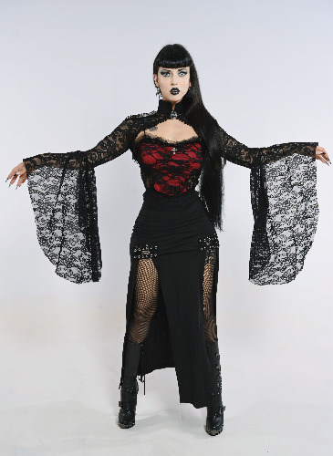 Raven's Night Coffin Top - L / Black/Red