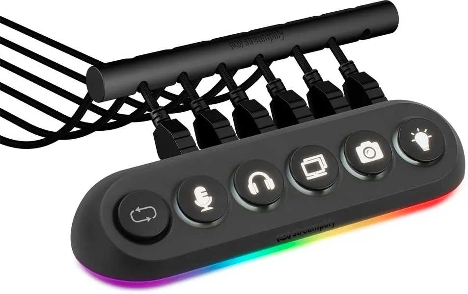 STREAMPLIFY HUB Deck 5, 4X USB 3.0, 1x USB 2.0, RGB, 12V, EU-Netzkabel - Schwarz