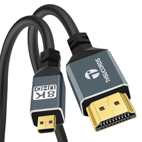 Thsucords Ultratunn 8K 4K Mikro HDMI Kabel 2M, Flexibel mjuk Smal Micro HDMI 2.1 48Gbps High Speed 8K@60hz, 4K@120hz Kompatibel Med GoPro Raspberry Pi 4 Sony-kamera Nikon - 2M