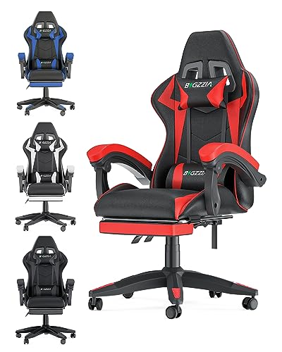 Gaming Chair - Gamer Chairs Red - with footrest
