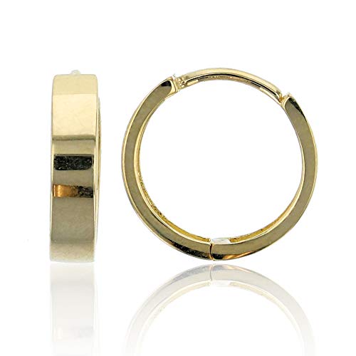 Solid 14K Yellow or White Gold High Polished Huggie Hoop Earrings For Women and Girls | 3x12mm | 14K Gold Huggie Earrings - Yellow Gold