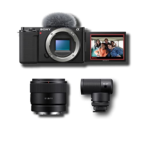 Sony Alpha ZV-E10 - APS-C Interchangeable Lens Mirrorless Vlog Camera & Content Creator Kit Black - Black - Camera Only - w/ Content Creator +