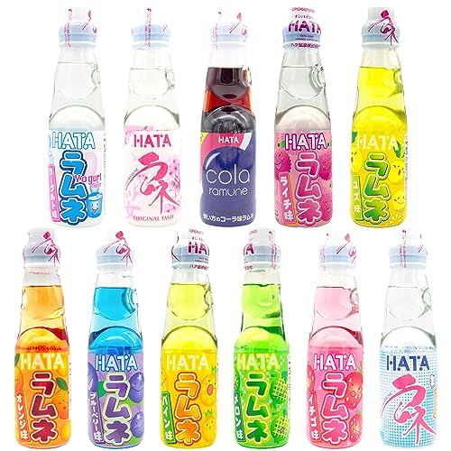 Snackathon Ramune Japanese Soda, Variety Pack (11 Flavors), 6.76 Ounce, 11 Bottles