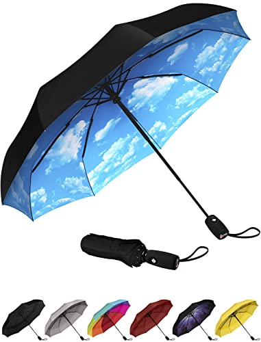 Repel Umbrella The Original Portable Travel Umbrella - Umbrellas for Rain Windproof, Strong Compact Umbrella for Wind and Rain, Perfect Car Umbrella, Golf Umbrella, Backpack, and On-the-Go - Blue Sky - Modern