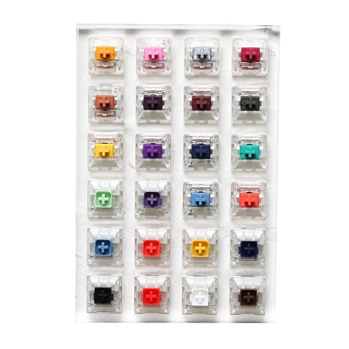 24 Switch switches Tester with Acrylic Base Blank keycaps for Mechanical Keyboard kailh Box Heavy pro Purple Orange Yellow Gold (Kailh 24 Switch Tester) - Kailh 24 Switch Tester