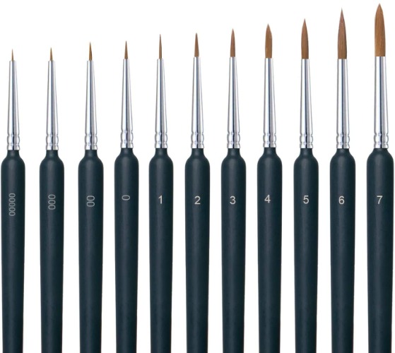 Miniature Paint Brushes, 11 Pcs Detail Paint Brush Set with Ergonomic Handle, Suitable for Acrylic Painting, Oil, Watercolor, Paint by Numbers for Adults