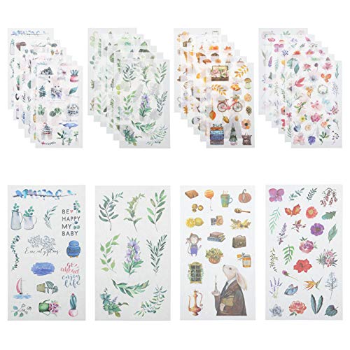 Firtink 288 Pcs Scrapbook Stickers Inspirational and Motivational Stickers, Washi Flower Plant Animal Stickers Cute Water Proof Decals for Planner Album Laptop Computer Water Bottle
