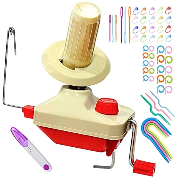 Yarn Ball Winder, Convenient Ball Winder for Yarn,Yarn Swift and Ball Winder Combo with Easy Installation for Yarn Storage + 53 Pieces Stitch Knitting Needles + 1 Pieces Scissors