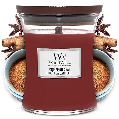 WoodWick Medium Hourglass Scented Candle | Cinnamon Chai | with Crackling Wick | Burn Time: Up to 60 Hours - MEDIUM HOURGLASS - Cinnamon Chai