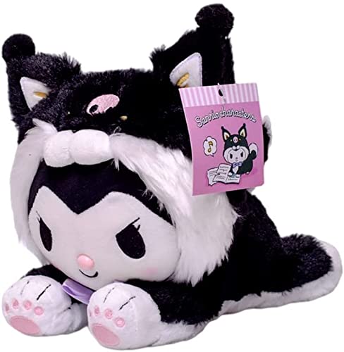 MRSHANG Kawaii Kuromi Plush Dolls, My Melody Cartoon Anime Series Plush Toys, Cinnamoroll Stuffed Animals Plush Figure Toy, Cross-Dressed Panda Kuromi Gifts for Fans (C) - C