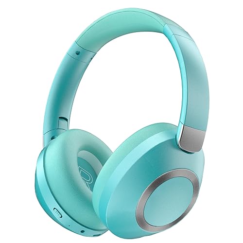 Active Noise Cancelling Headphones, 100H Playtime Headphones Bluetooth Wireless, Bluetooth Headphones Over Ear with Built-in Mic, Wireless Headphones for Travel, Home, Office, Call, Music, Meeting - Medium Blue