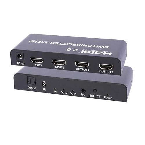 axGear 2X2 HDMI Ver 2.0 4K True Matrix Switch Splitter 2 in 2 Out Display W/Remote