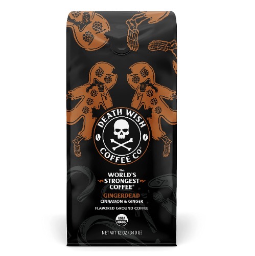DEATH WISH COFFEE - Gingerdead Ground Coffee - Extra Kick of Caffeine (12 Oz)