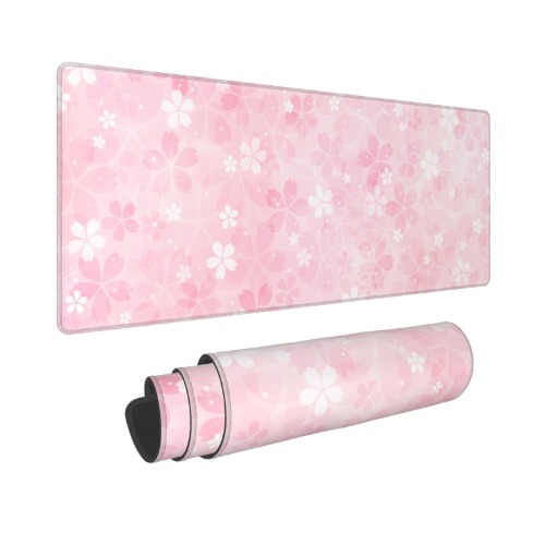 Cherry Blossoms Gaming Mouse Pad, Long Extended XL Mousepad Desk Pad, Large Rubber Mice Pads Stitched Edges, 31.5'' X 11.8''