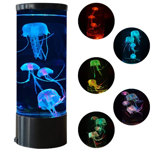 Jellyfish Lava Lamp Multi-Color Changing Aquarium Night Light with 5 Glowing Jellyfish Electric Tank Mood Light Home Office Room Desk Decor Lamp Gift for Kids Men Women for Christmas Birthday