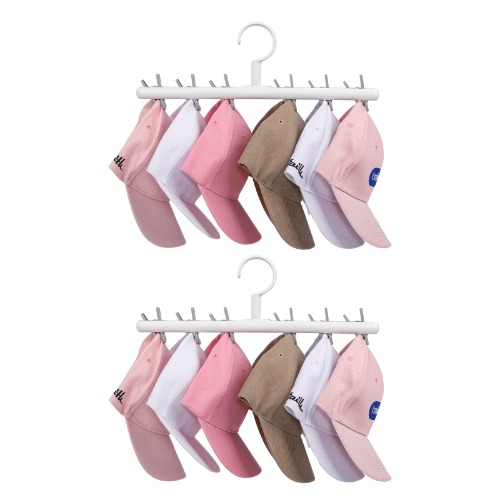 Yesesion Hat Organizer Set, 2 Pack Hanging Hat Rack for Baseball Caps, White Hat Hanger Holder for Closet with 6 Clips, Hat Organizer Hanger Storage Holder for Home, Entryway, Bedroom ( Gray Clips )
