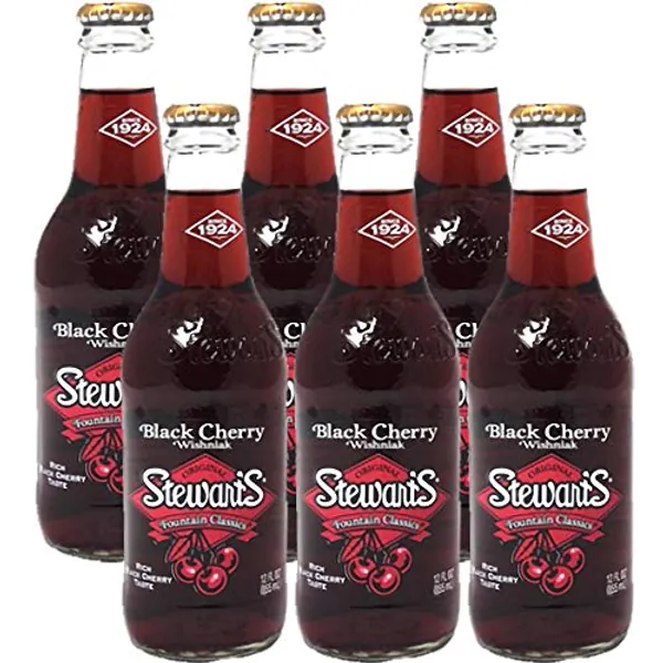 Stewarts Original Black Cherry Wishniak Soda 12 Oz Glass Bottle (Pack of 6, Total of 72 Oz)