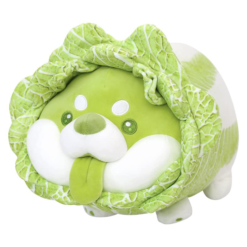 40 cm Veggie Dog plyschleksak, Shiba Inu plyschdjur, mjuk och fluffig plysch, gosig kudde - present för alla åldrar och tillfällen - Grön