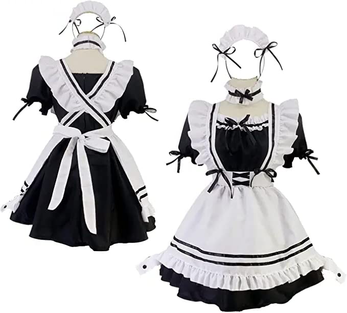 KOLENSA Japansk damanime, maid Apparel outfit, cosplaykostym, klänning flickor, Sissy Fancy Franskt förkläde Maid Clothing - XXL - Svart