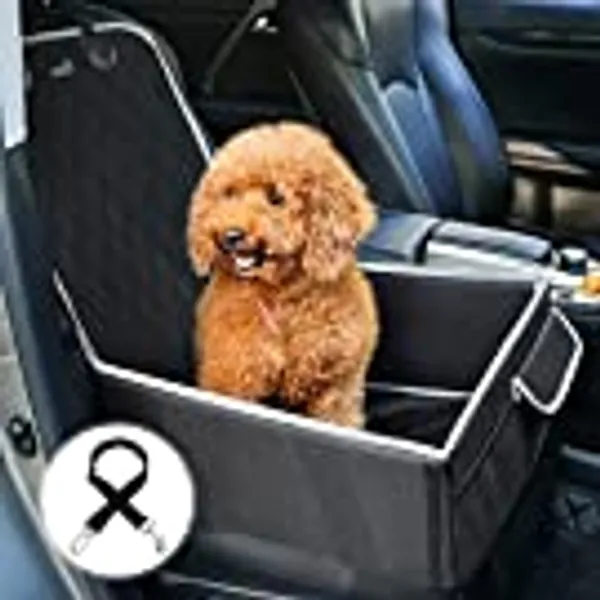 Pecute Housse Voiture Chien Housse de Siège de Voiture pour Chien(Les Côtés Durs) Imperméable avec Ceinture de Sécurité à Clipser et Butée Antidérapante, Siège Rehausseur Latéral Renforcé