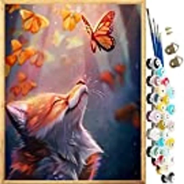 JanFebMar Peinture Numero Adulte, Acryliques Peinture par Numéros pour Adultes Débutants Enfants Peinture a Numero Adulte Peinture avec 4 Pinceaux Sans cadre 40×50 cm