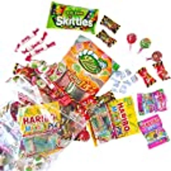 Assortiment Bonbons Vegan - 80 Bonbons dans un Sachet Unique pour Régime Végétarien et Végétalien - Haribo Dragibus Lutti Chupa Chups Arlequins Têtes Brulées - 10 Types de Confiseries - 745g Vegan Bag