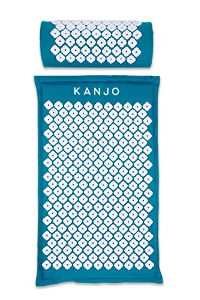 FSA HSA Eligible Kanjo Premium Acupressure Mat and Pillow Set for Back Pain Relief & Neck Pain Relief, with Memory Foam Pillow, Includes Carry Bag, Sapphire