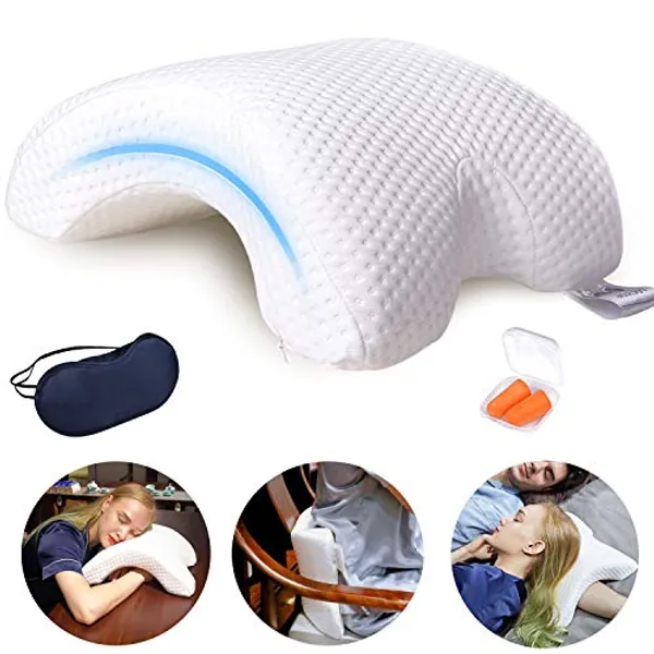 LOCYOP Sleeping Pillow Couple Pillow Arm Pillow Slow Rebound Pressure Pillow Cuddle Pillow Memory Foam Travel Arched Shaped U Pillow Providing Comfort and Support Curved Pillow for Couples (White)