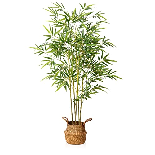 Kazeila Artificial Bamboo Plants Trees Outdoor 140cm Fake Plant Decorative Artificial Plants Indoor Outdoor Home Office Garden(1Pack) - 140cm