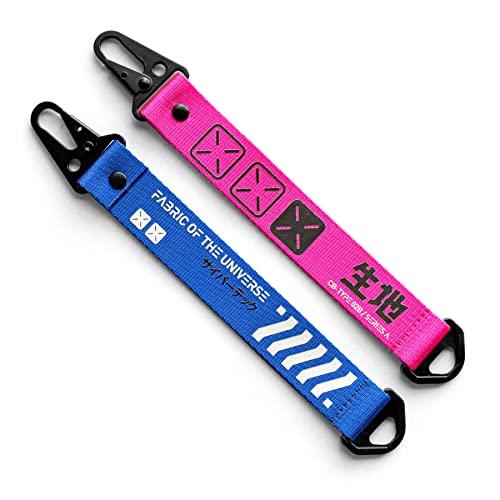 Fabric of the Universe Techwear Cyberpunk Graphic Keychain Hang Tag - Cbr-002 Blue/Pink Set