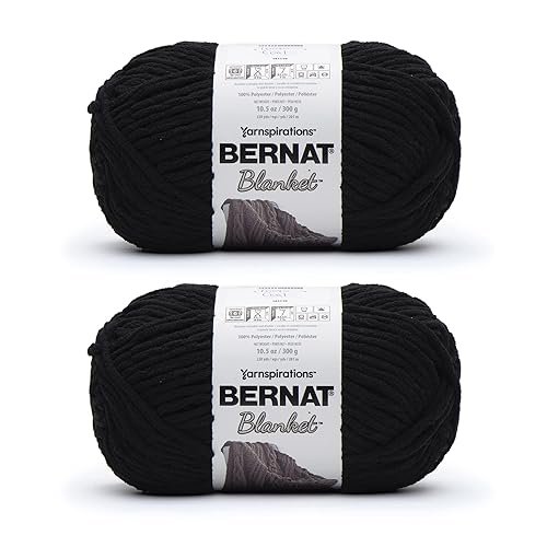 Bernat Blanket Coal Yarn - 2 Pack of 300g/10.5oz - Polyester - 6 Super Bulky - 220 Yards - Knitting/Crochet - COAL - 2 Pack