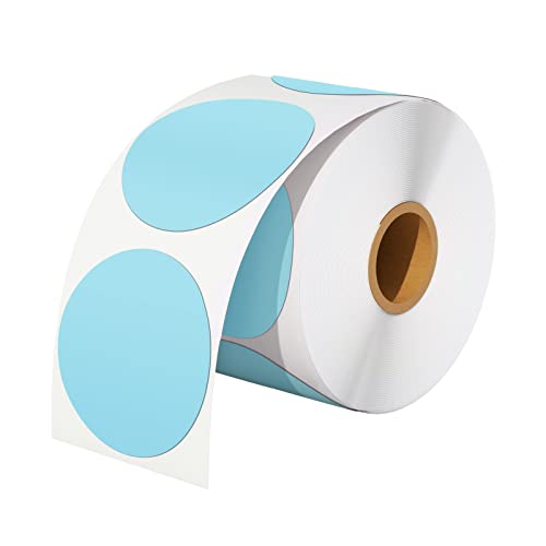 MUNBYN 2 Inch Blue Circle Thermal Sticker Labels, Self-Adhesive Round Direct Thermal Labels, Multi-Purpose Roll Sticker Labels for DIY Logo Design, QR Code, Name Tag, Inventory-750 Labels/1 Roll - 2inch - Blue - 1