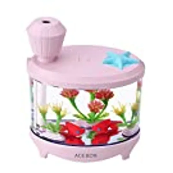 ACEBON Portable Mini Humidifier, 460ml Cool Mist Small Humidifier, USB Quiet Operation Desktop Humidifiers for Baby Bedroom Travel Office Home, 2 Mist Modes (Pink)