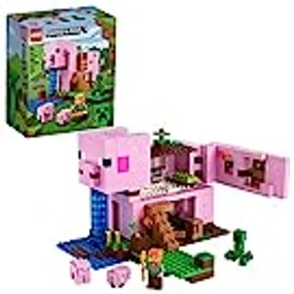 LEGO Minecraft The Pig House, 21170 with Alex, Creeper and 2 Pig Figures, Animal Building Toy, Great Easter Gifts for Kids, Boys & Girls Ages 8+