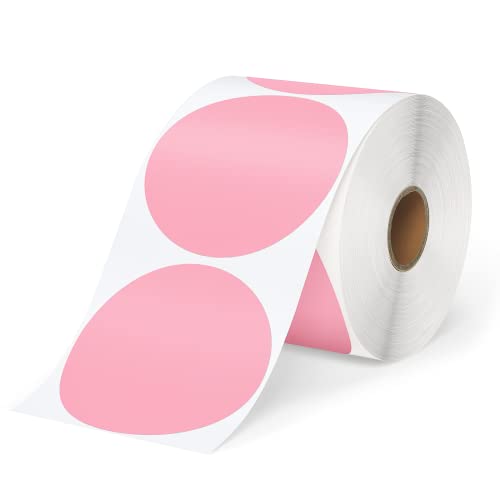 MUNBYN 3 Inch Pink Circle Thermal Sticker Labels, Self-Adhesive Round Direct Thermal Labels, Multi-Purpose Roll Thermal Stickers for Business-500 Labels/1 Roll - 3inch - Pink - 1