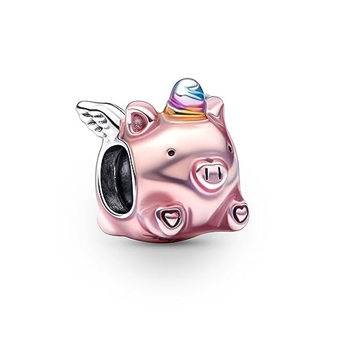 polengju Film Cartoon Characters Charms for Women Beads Dangle Bracelet Necklace 925 Sterling Silver with 5A Cubic Zirconia,Mother's Day Birthday Christmas Ainmation Jewelry Collection Gifts Girls - Pig Charm