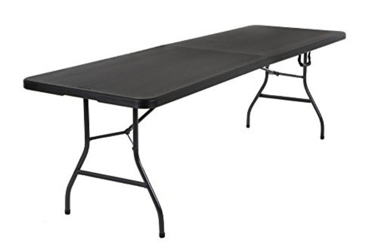 COSCO 8 ft. Fold-in-Half Banquet Table w/Handle, Black - Black - 8 Foot - Table