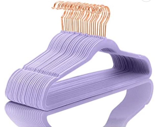 Amazon.com: Premium Velvet Hangers (Pack of 50) Heavyduty - Non Slip - Velvet Suit Hangers Light Purple - Copper/Rose Gold Hooks,Space Saving Clothes Hangers (Light Purple) : Everything Else