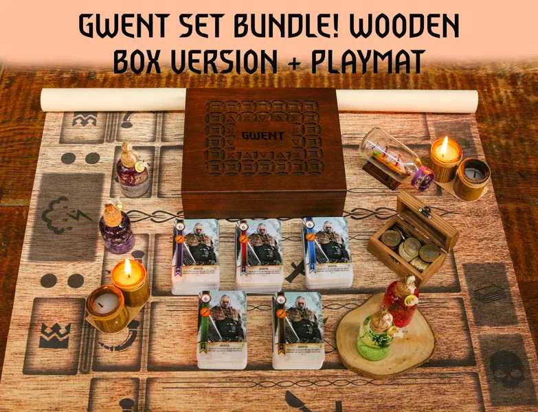 Gwent Set | 489 Cards All 5 Decks (Dlc's included), PREMIUM Quality Wooden Box & Playmat | Witcher Card Game | Free Express Shipping to USA!