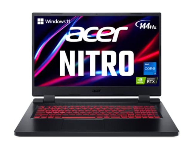 Acer Nitro 5 AN517-55-72R4 Gaming Laptop | Intel Core i7-12700H | NVIDIA GeForce RTX 3050 Ti Laptop GPU | 17.3" FHD 144Hz IPS Display | 16GB DDR4 | 1TB PCIe Gen 4 SSD | Killer Wi-Fi 6 | Red Backlit KB - i7-12700H / RTX3050Ti - Notebook only
