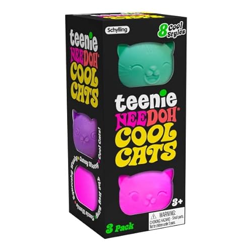 Schylling NeeDoh - Teenie Cool Cat - Soft Sensory Fidget Toy - Collectible Stress Balls - Ages 3+ - CCTND