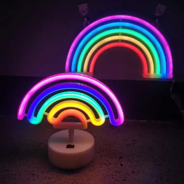 Neon Rainbow Night Light Kawaii LED Night Lamps Game Room Decor - A