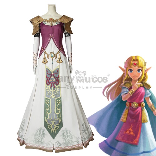 【In Stock】Game The Legend of Zelda Cosplay Princess Zelda Cosplay Costume - Elegant White Gown Ensemble - XS